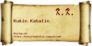 Kukin Katalin névjegykártya